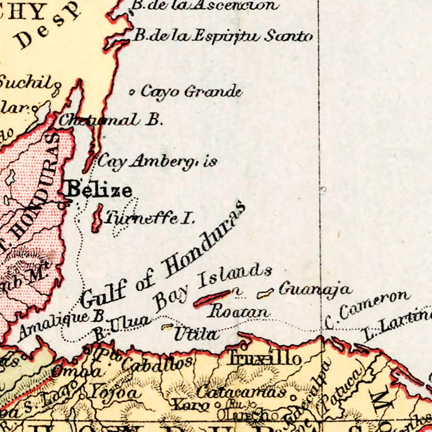Vintage Map of West Indies, Mexico and Central America, 1871