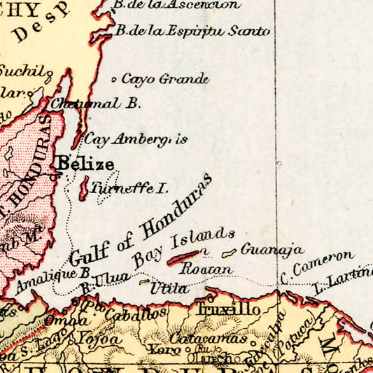 Vintage Map of West Indies, Mexico and Central America, 1871