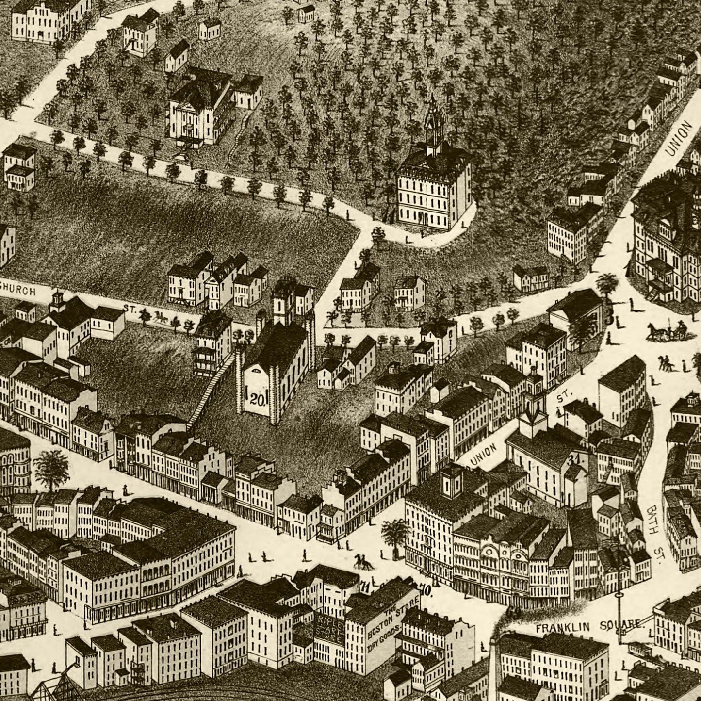 Vintage Map of Norwich, Connecticut, 1876