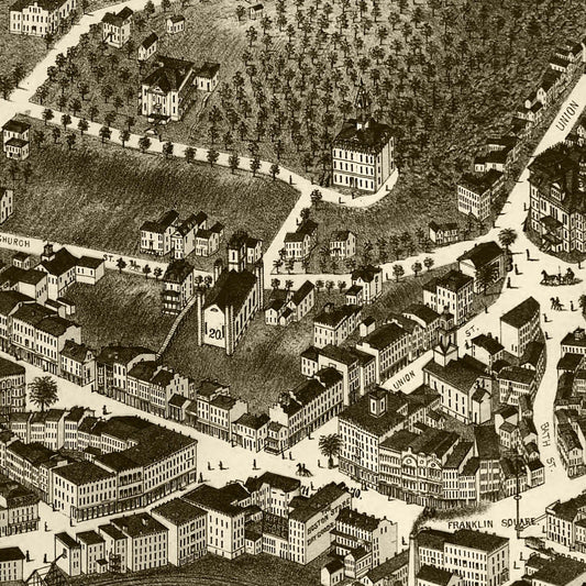 Vintage Map of Norwich, Connecticut, 1876