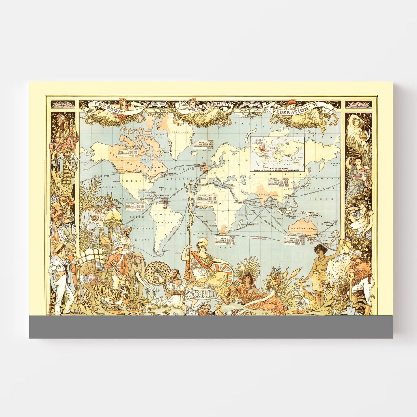 Vintage World Map, 1886