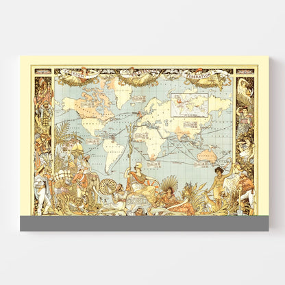 Vintage World Map, 1886