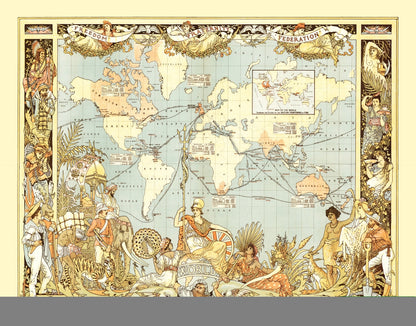 Vintage World Map, 1886