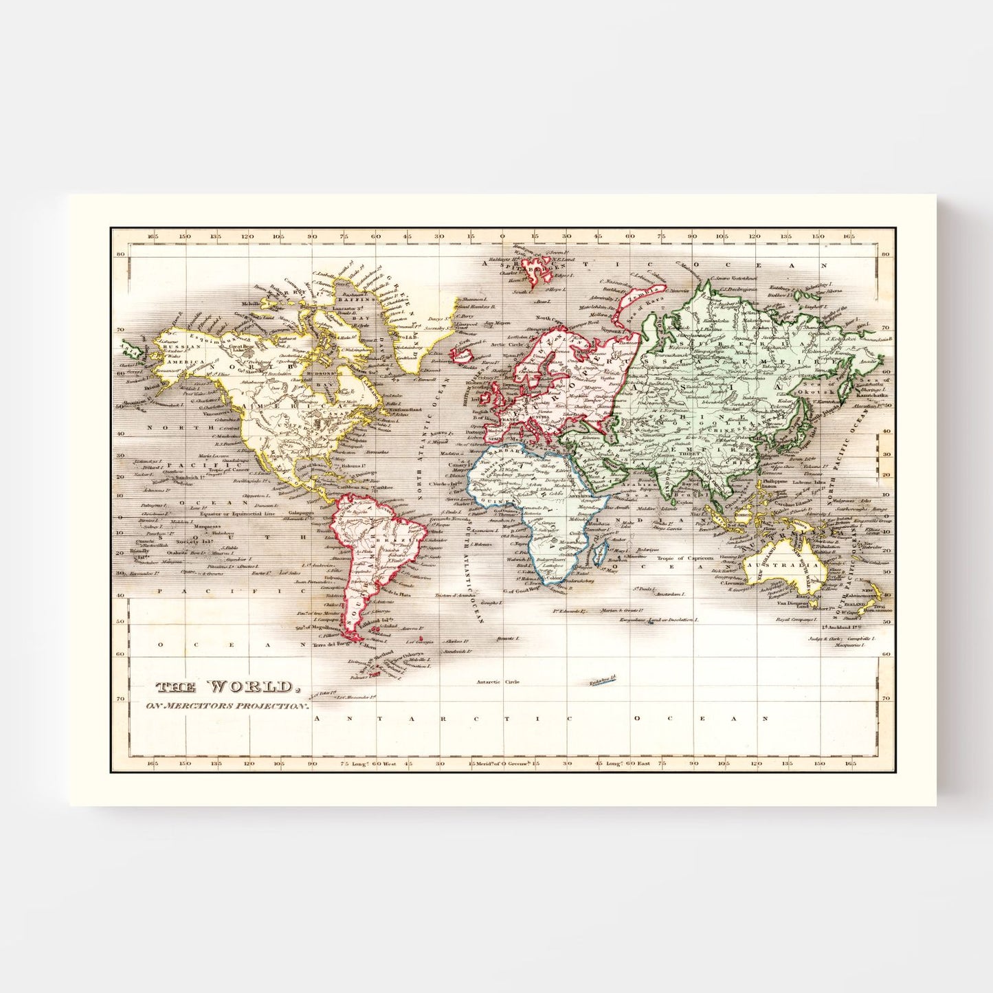 Vintage World Map, 1832