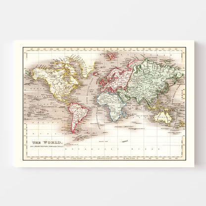 Vintage World Map, 1832