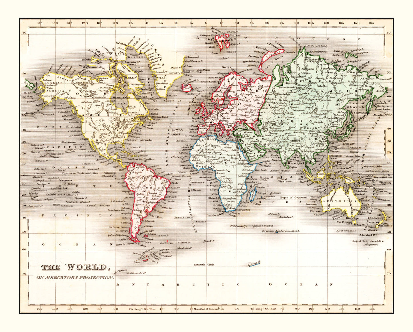 Vintage World Map, 1832