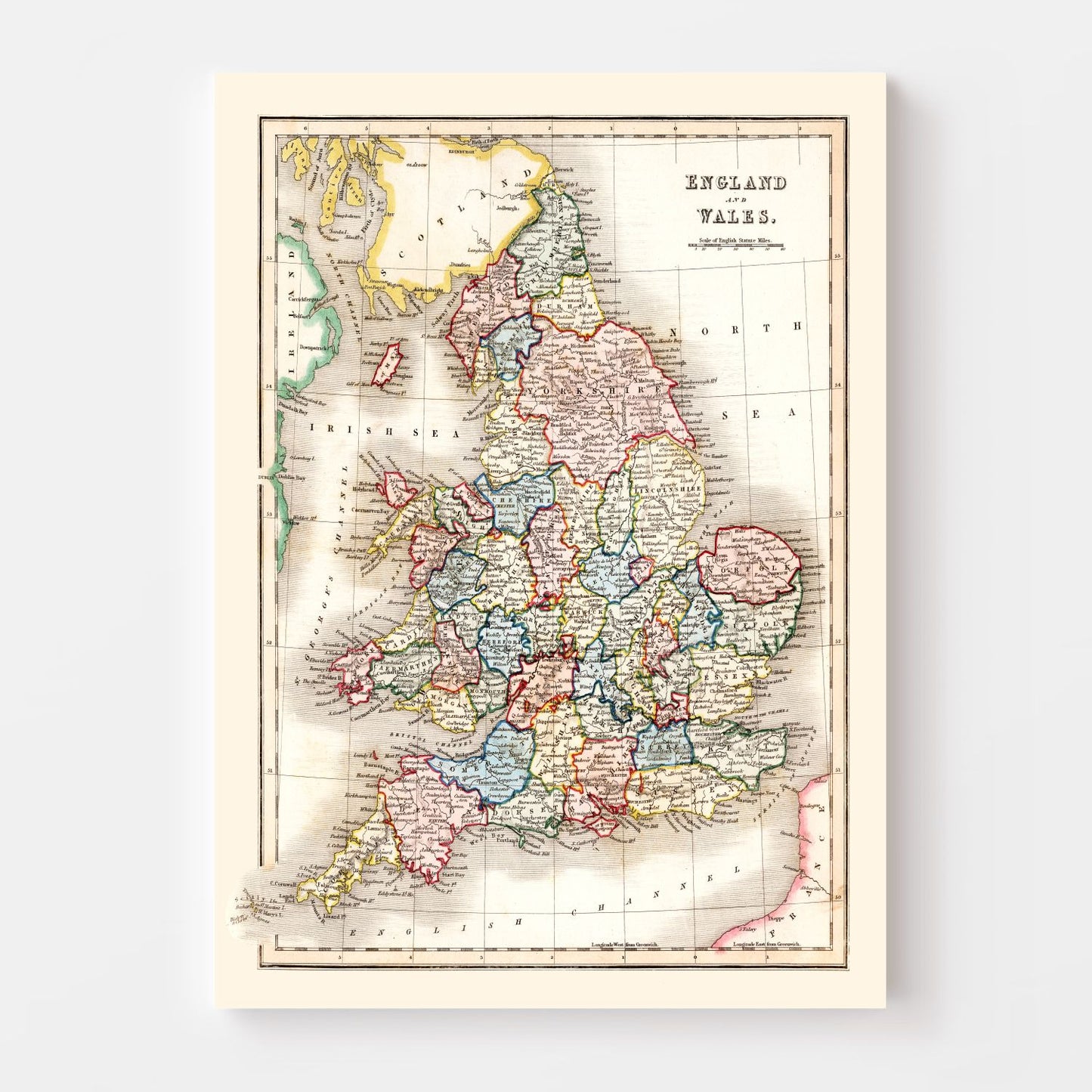Vintage Map of England and Wales, 1832
