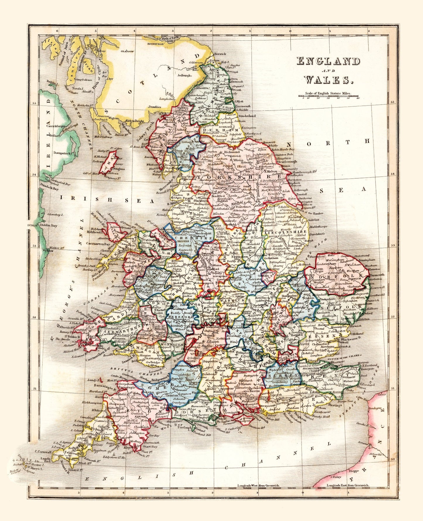 Vintage Map of England and Wales, 1832