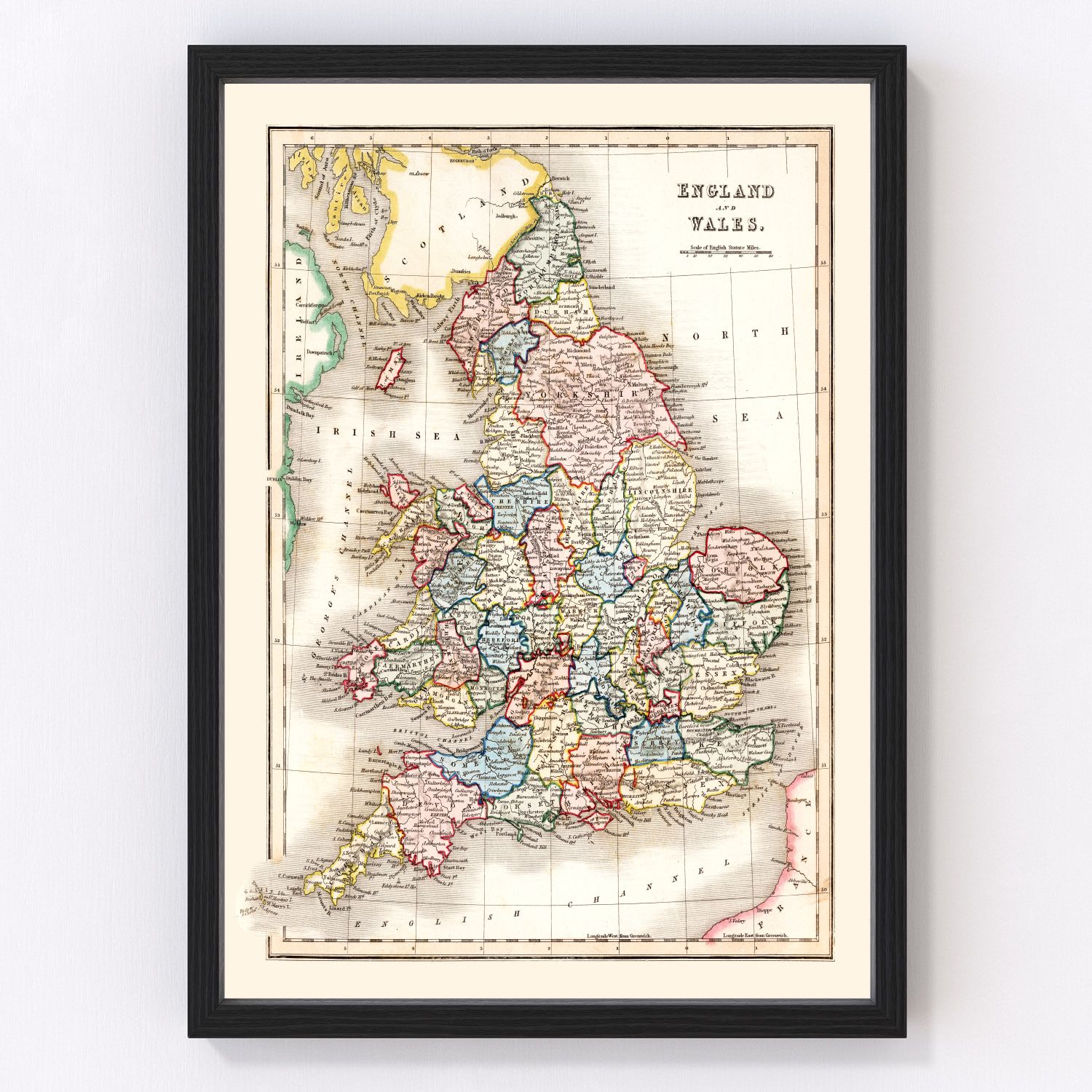 Vintage map of England and Wales, 1832