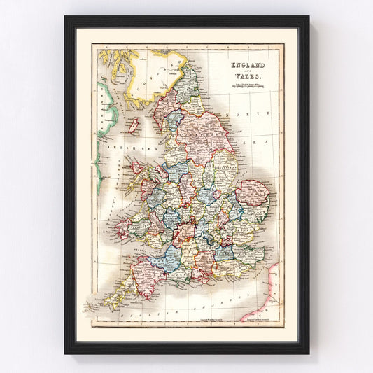 Vintage map of England and Wales, 1832