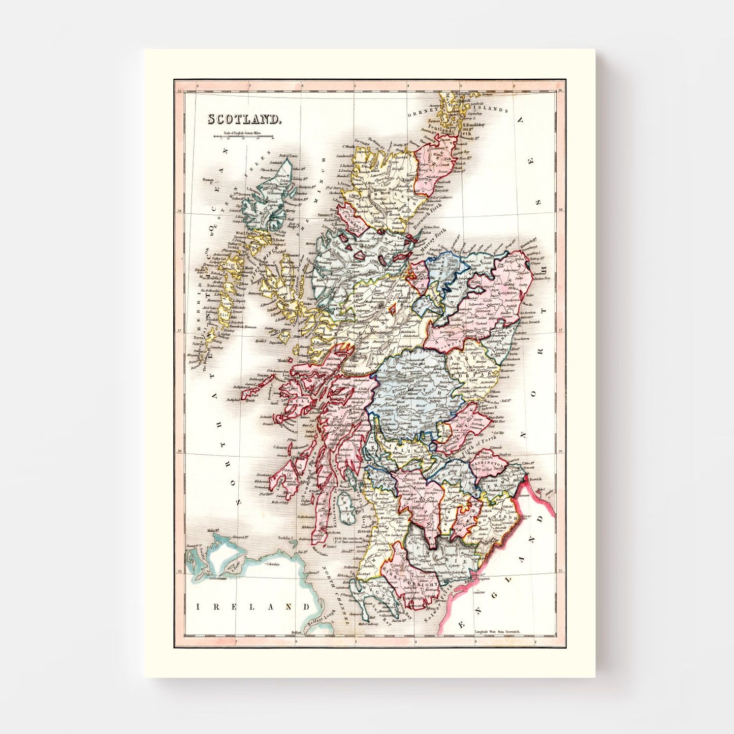 Vintage Map of Scotland, 1832