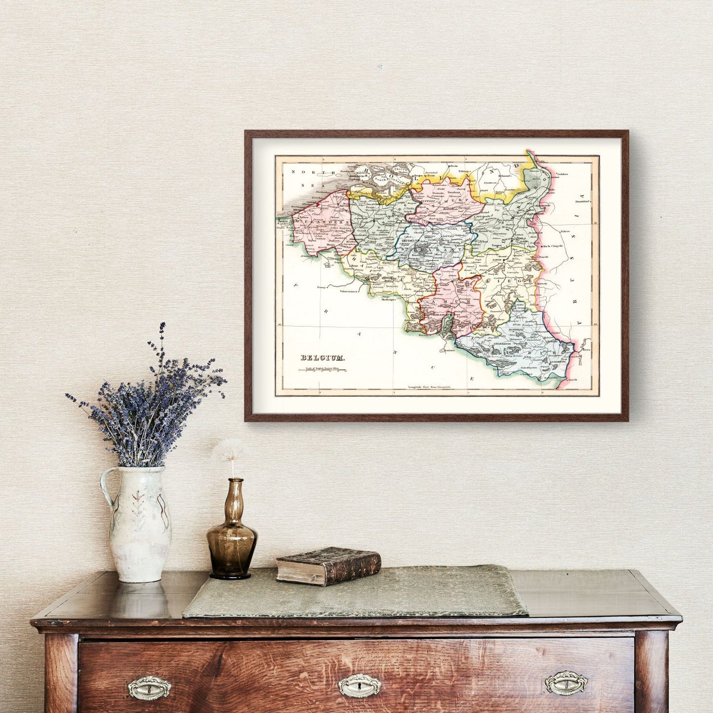Vintage Map of Belgium, 1832 Wall Art