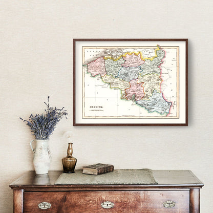 Vintage Map of Belgium, 1832 Wall Art