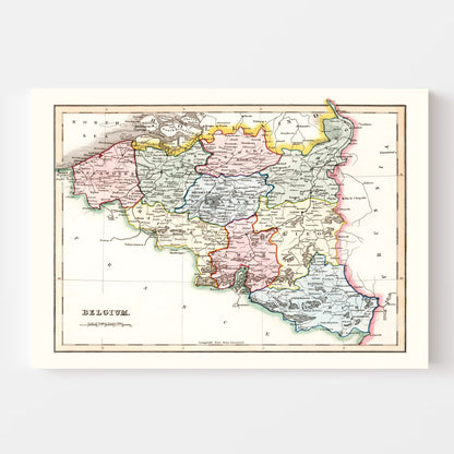 Vintage Map of Belgium, 1832 Wall Art