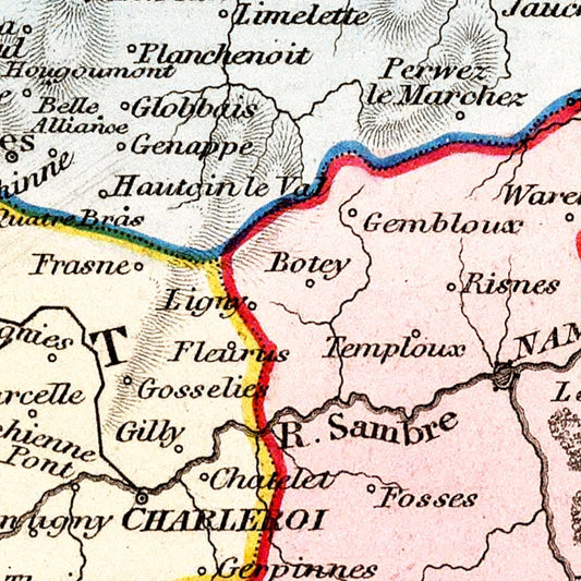 Vintage Map of Belgium, 1832 Wall Art