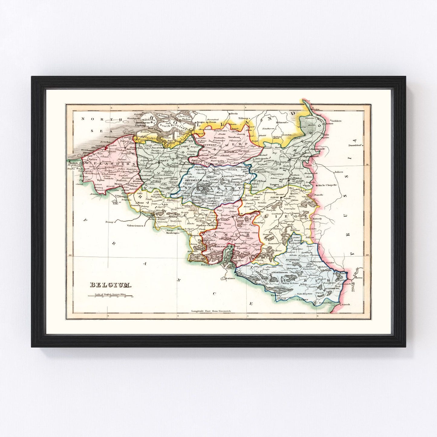 Vintage map of Belgium, 1832