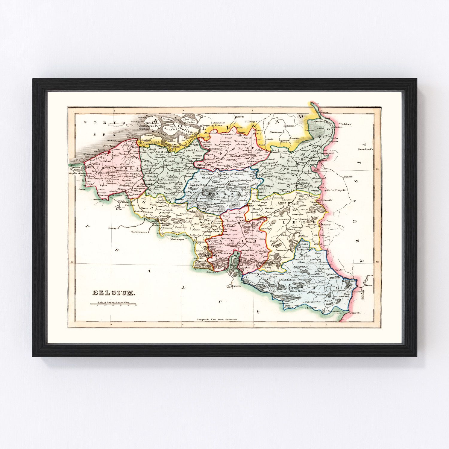 Vintage map of Belgium, 1832