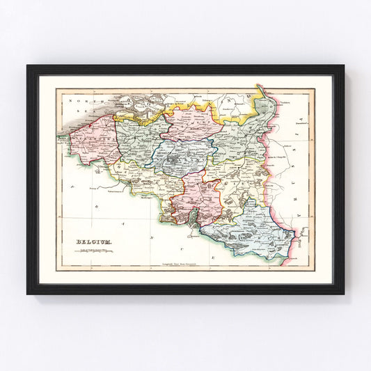 Vintage map of Belgium, 1832