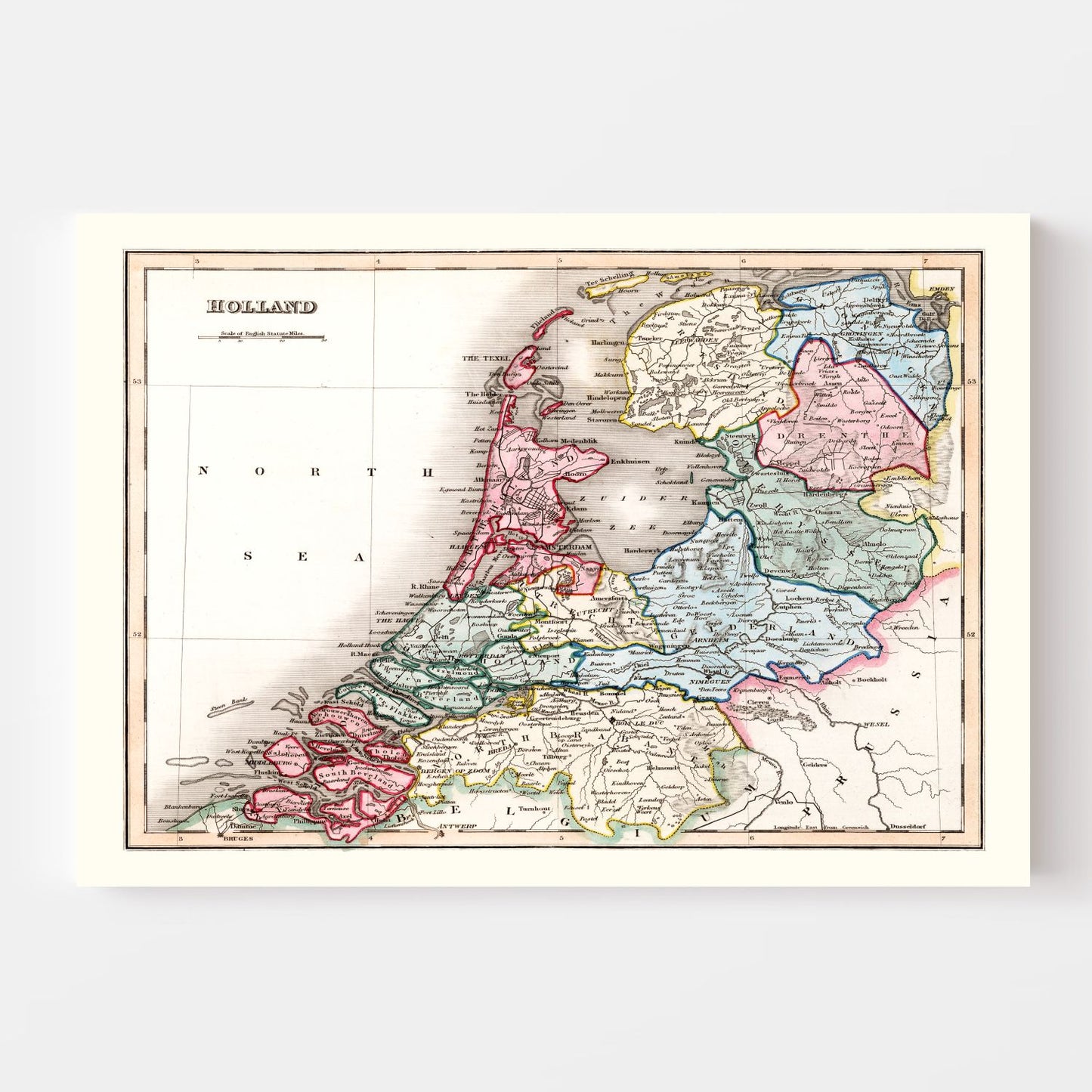 Vintage Map of Holland, 1832