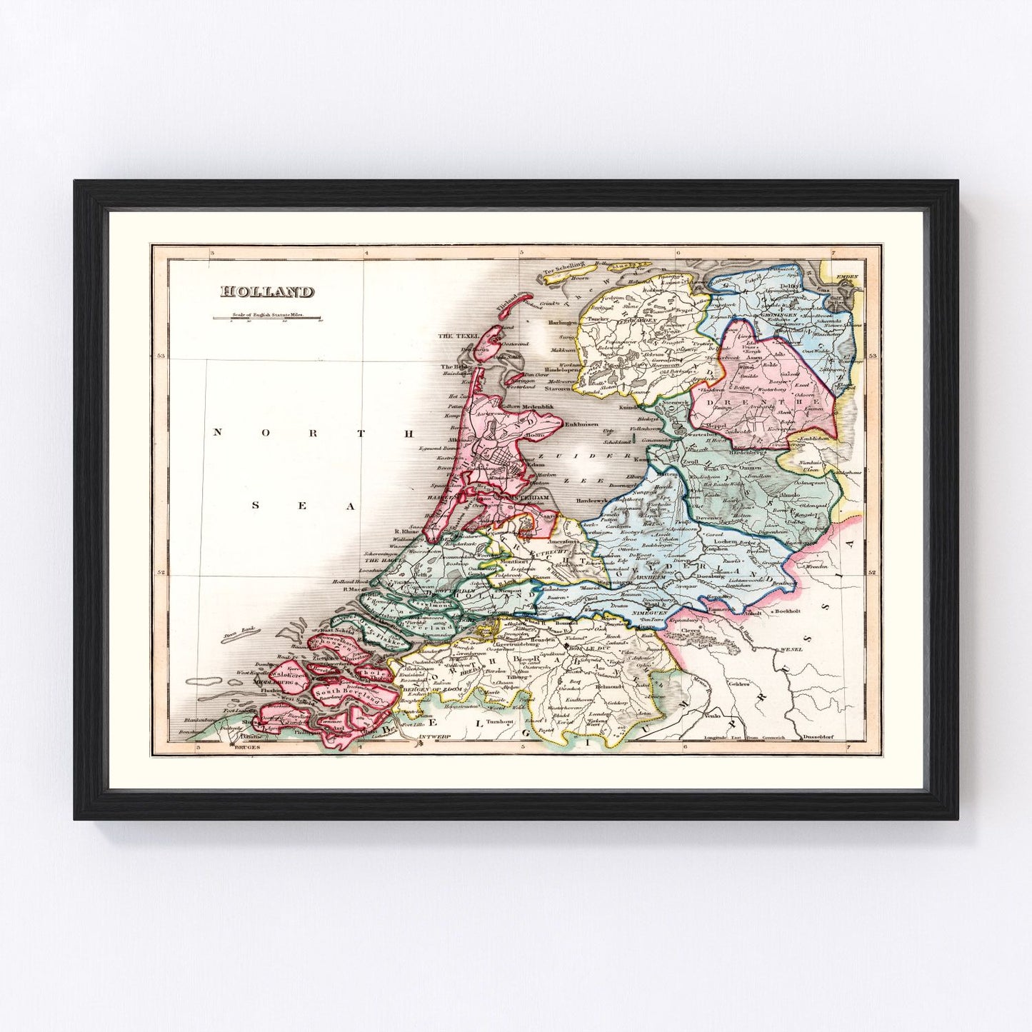 vintage map of Holland, 1832