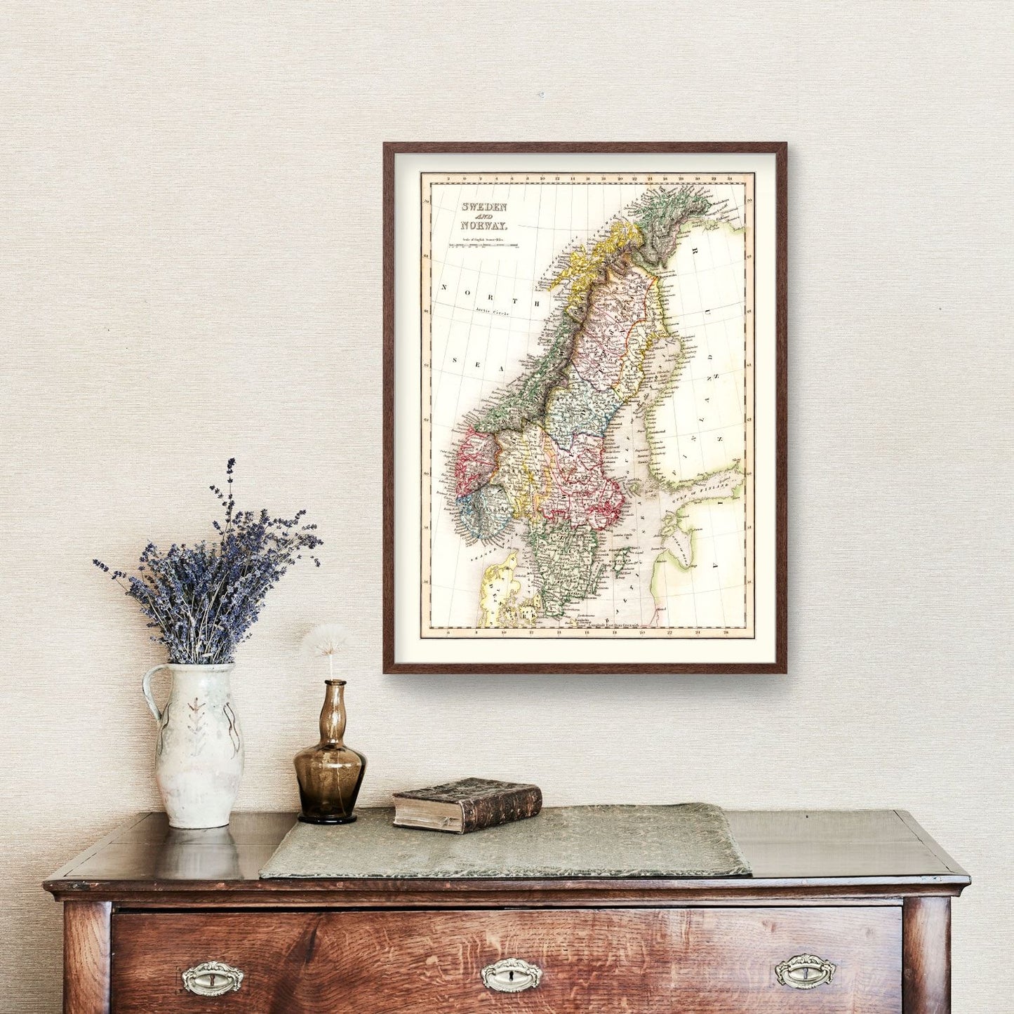 Vintage Map of Sweden and Norway, 1832