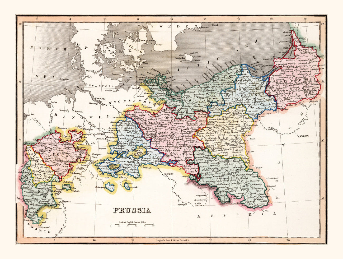Vintage Map of Prussia, 1832