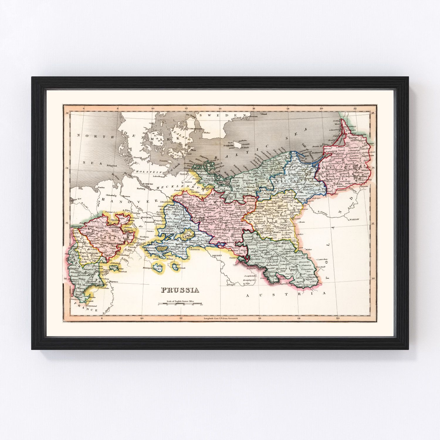 Vintage map of Prussia, 1832