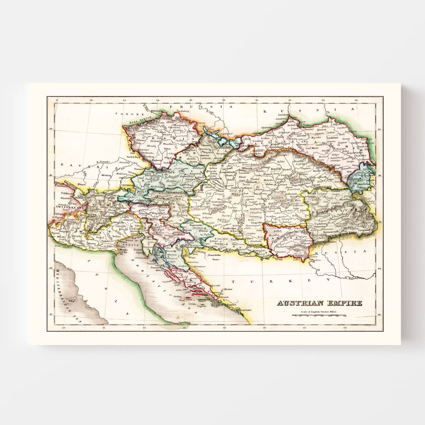 Vintage Map of the Austrian Empire, 1832