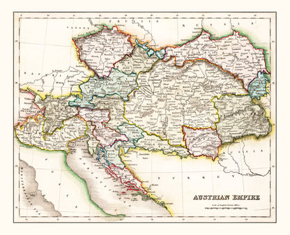 Vintage Map of the Austrian Empire, 1832