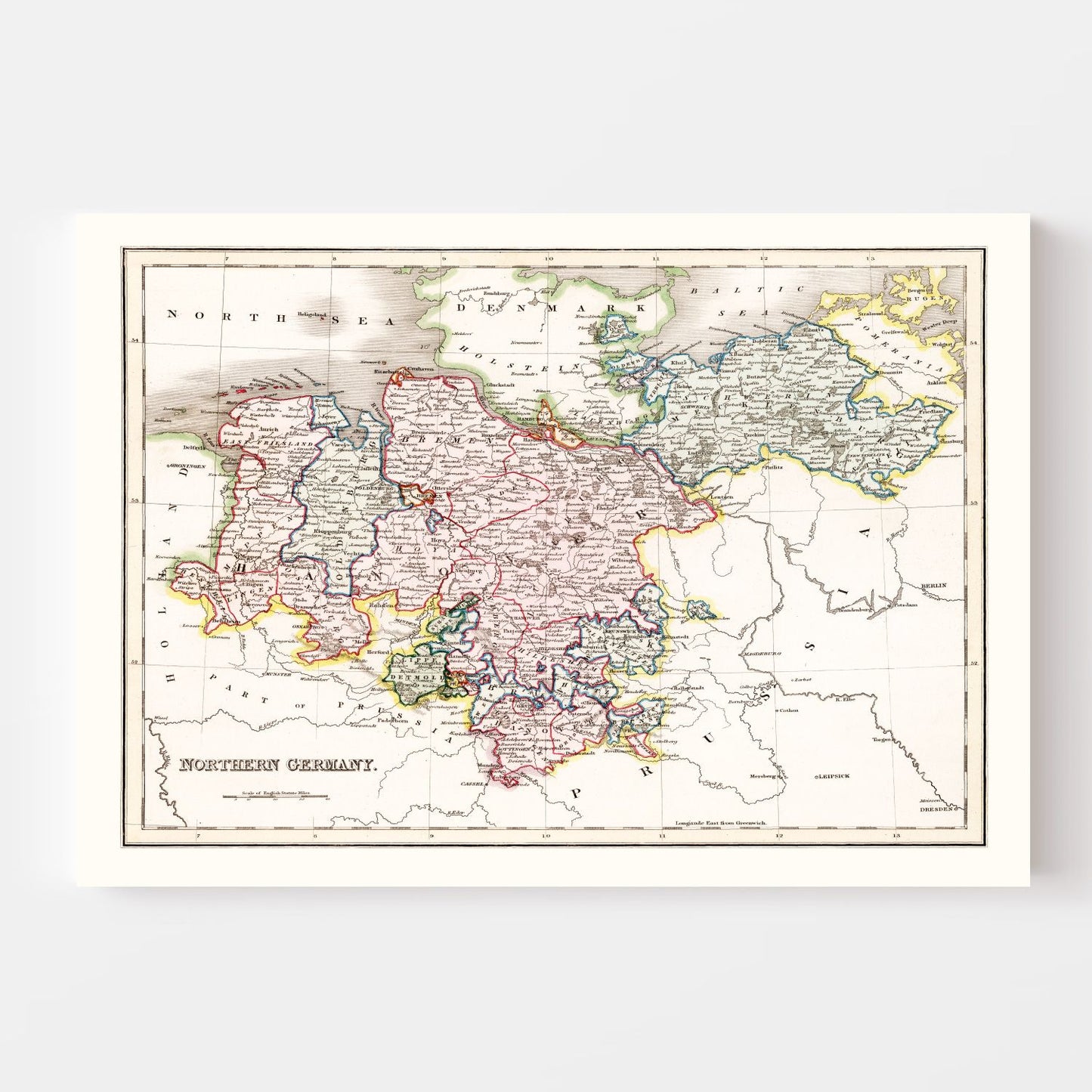 Vintage Map of Northern Germany, 1832