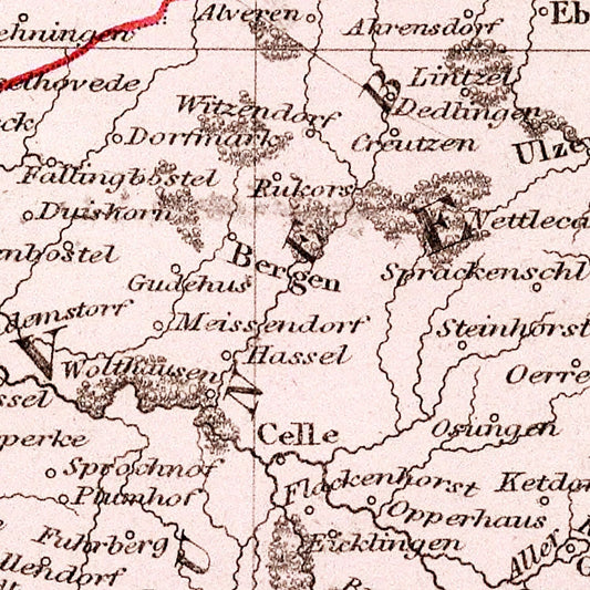 Vintage Map of Northern Germany, 1832