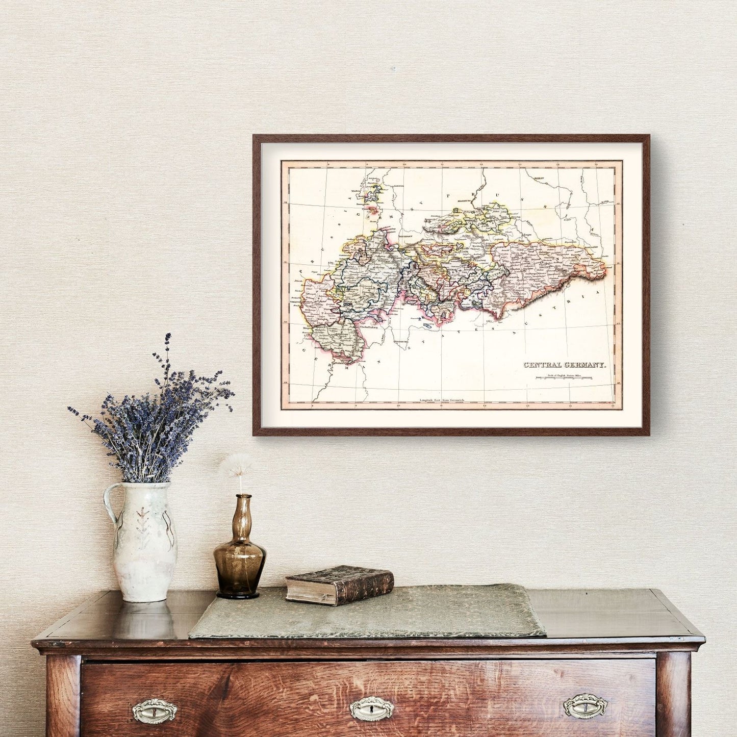 Vintage Map of Central Germany, 1832