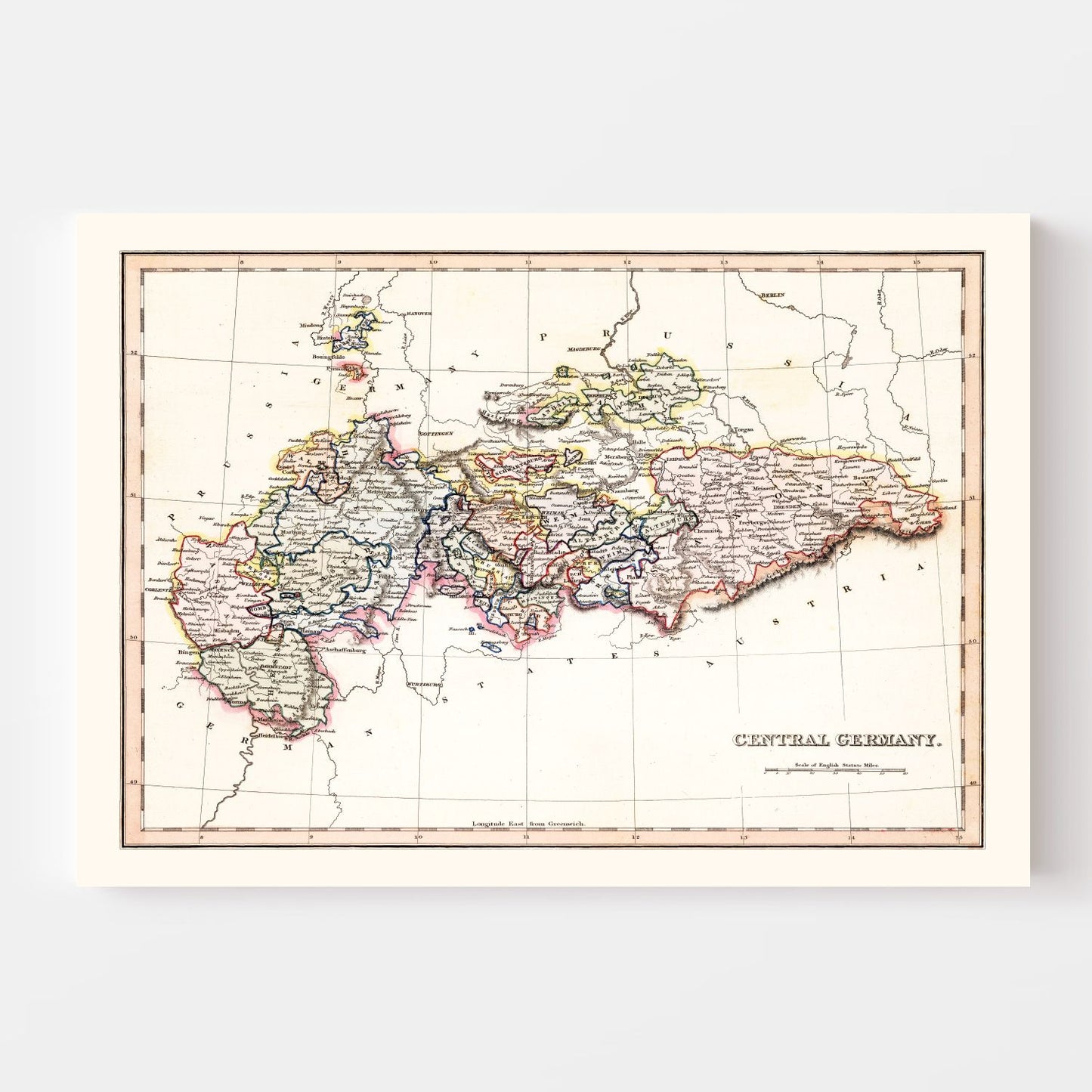 Vintage Map of Central Germany, 1832