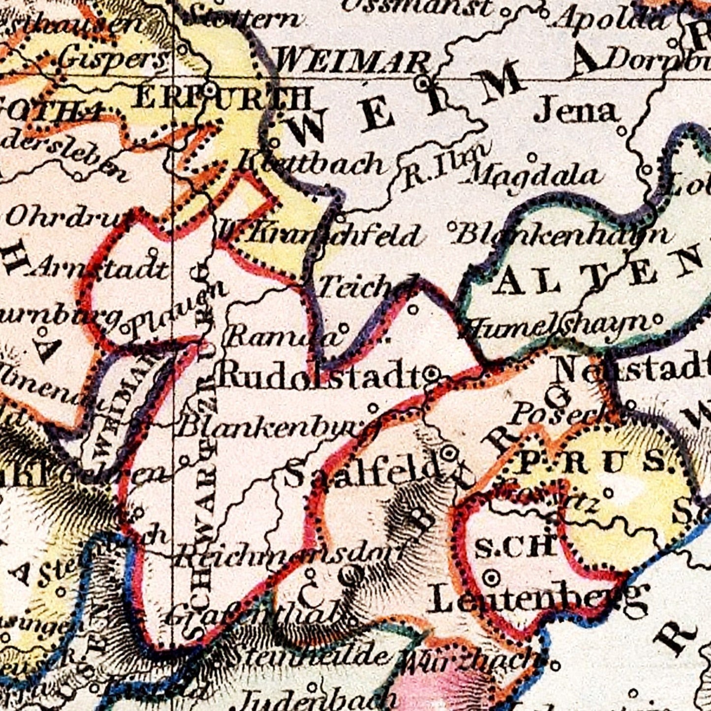 Vintage Map of Central Germany, 1832