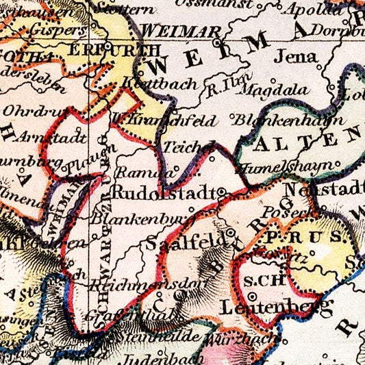 Vintage Map of Central Germany, 1832