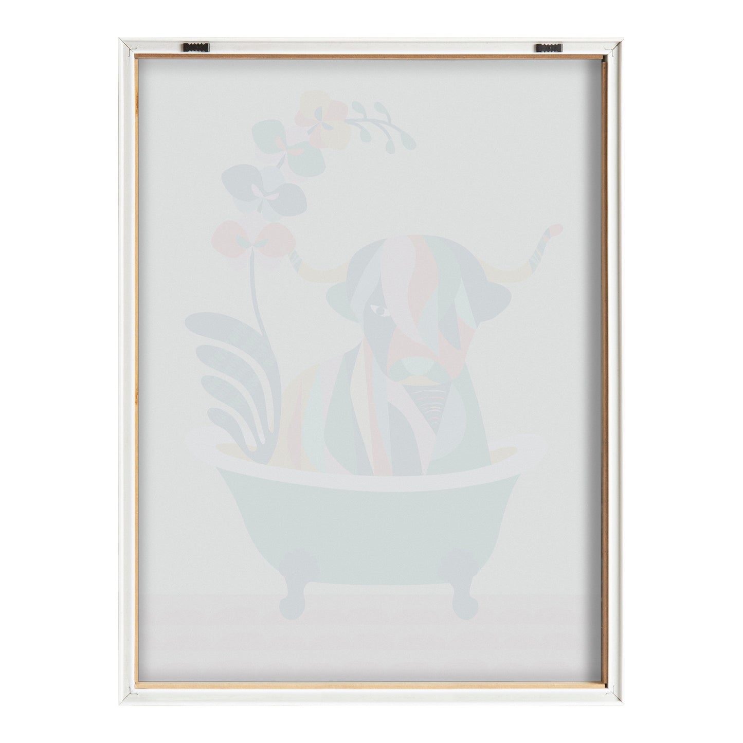 Mid Century Modern Cow in Bathtub Framed Glass Wall Art