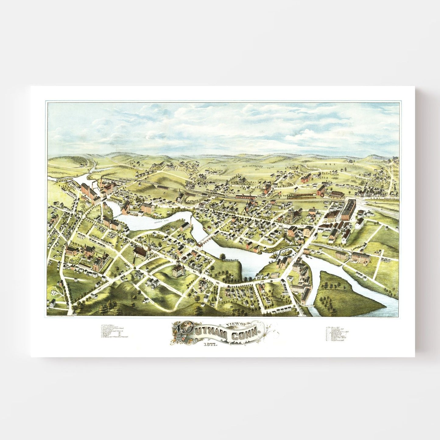 Vintage Map of Putnam, Connecticut, 1877