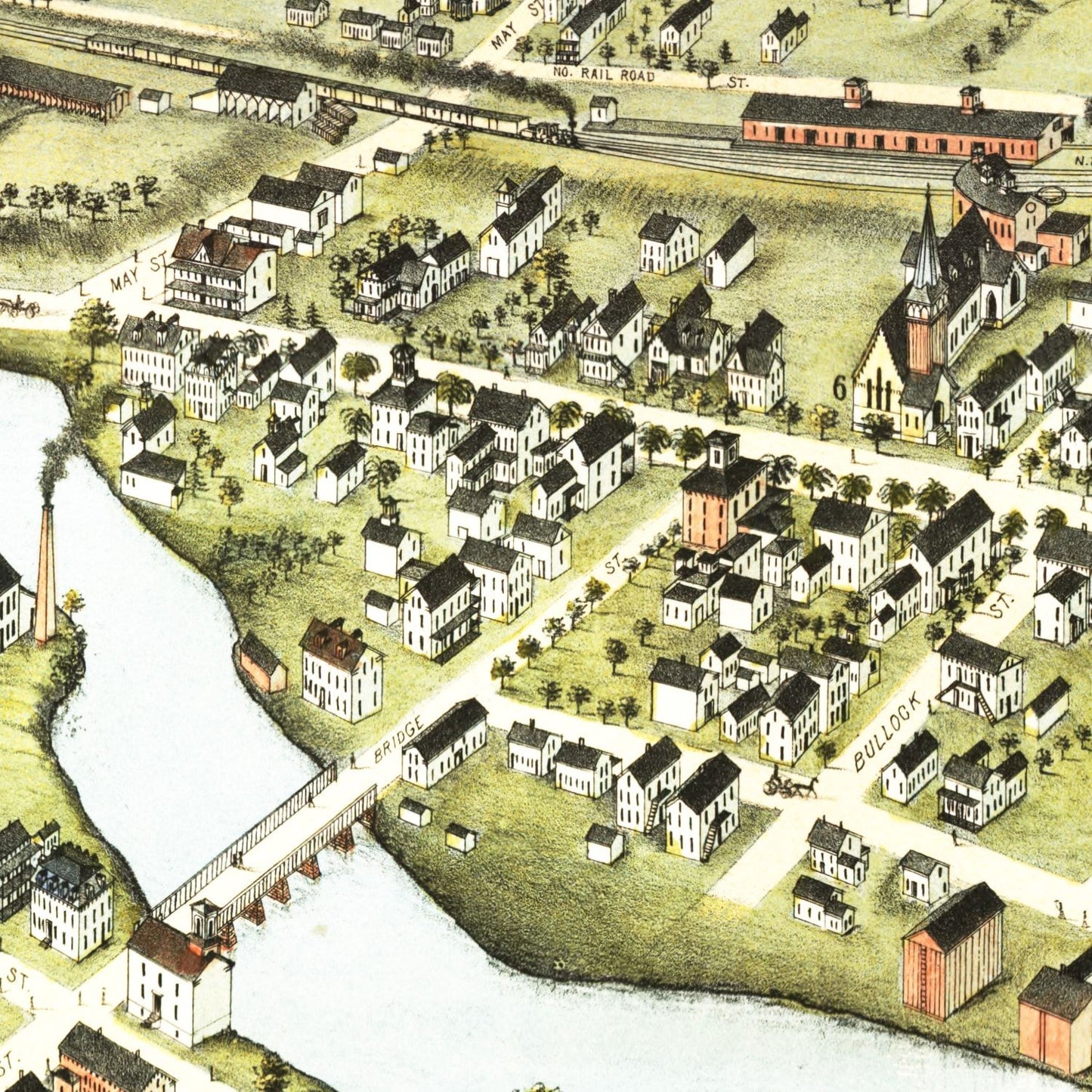 Vintage Map of Putnam, Connecticut, 1877