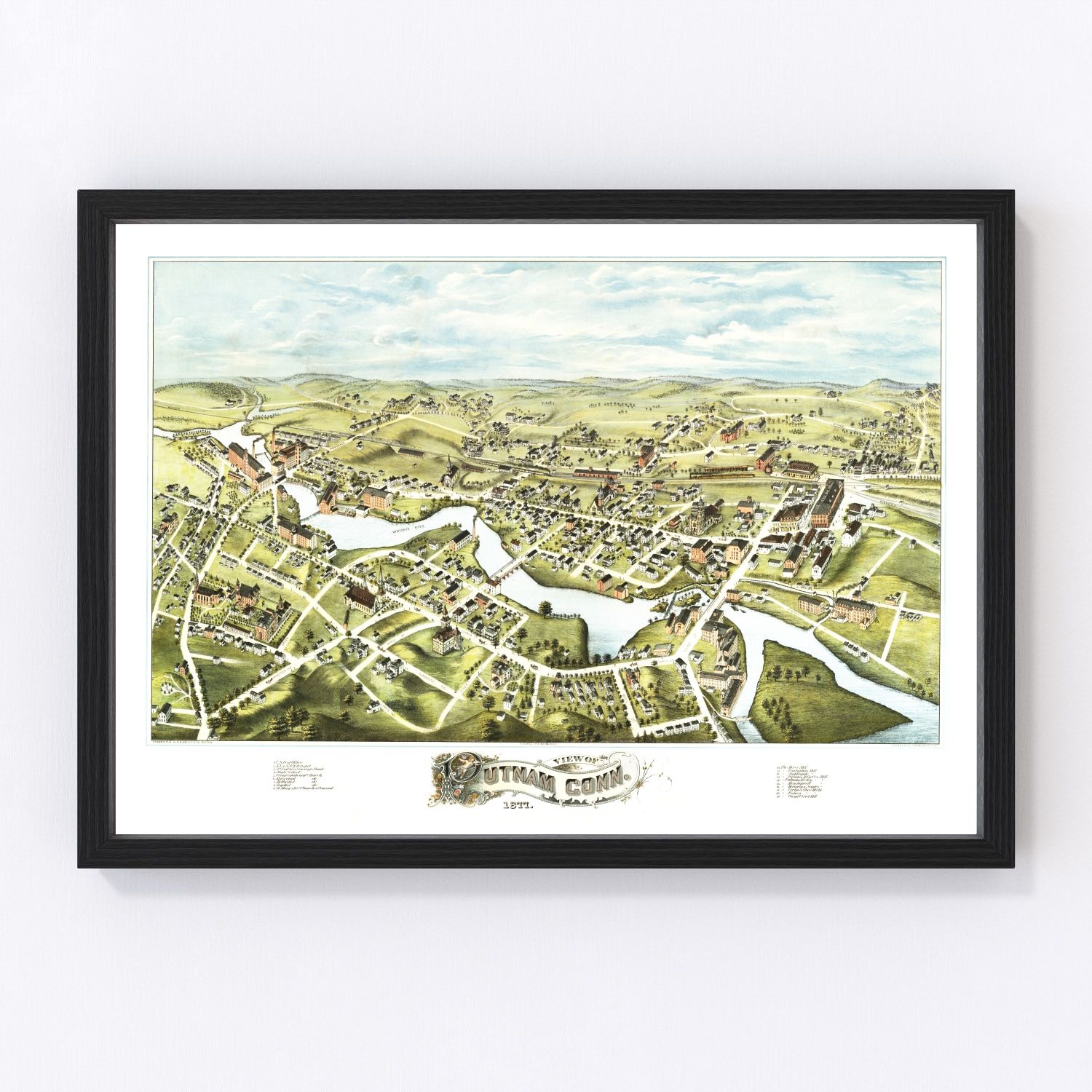 vintage map of Putnam, Connecticut, 1877