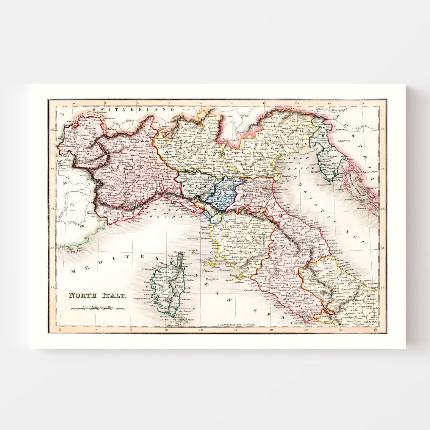 Vintage Map of North Italy, 1832