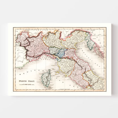 Vintage Map of North Italy, 1832