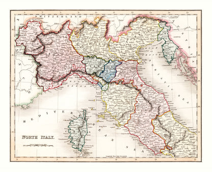 Vintage Map of North Italy, 1832