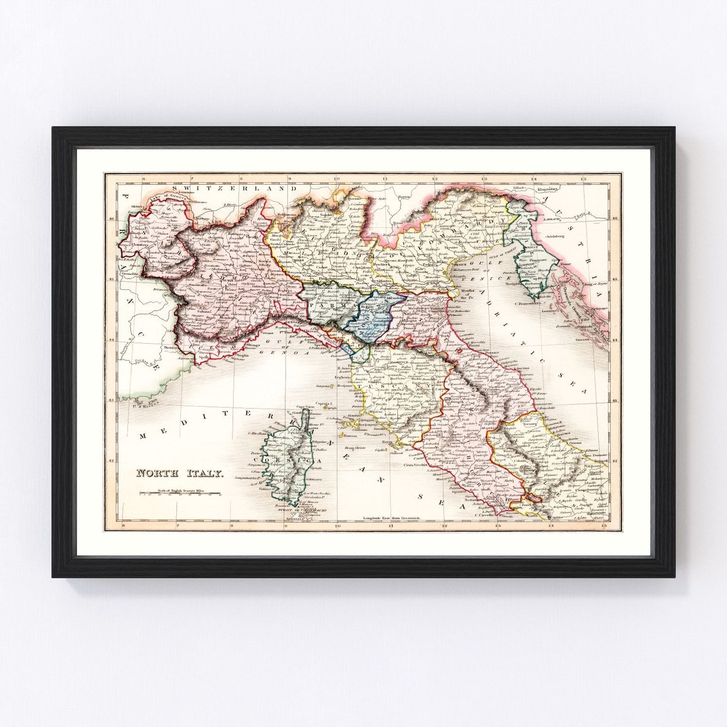 vintage map of North Italy, 1832