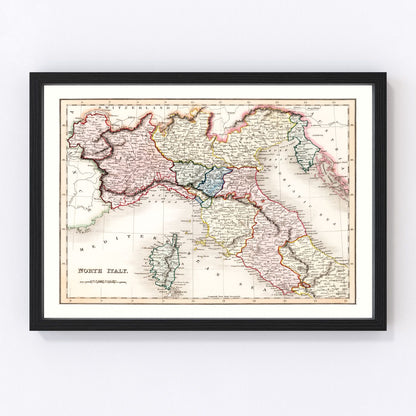 vintage map of North Italy, 1832