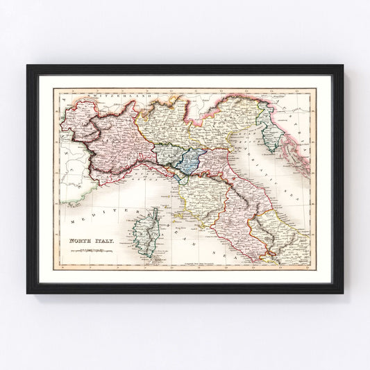 vintage map of North Italy, 1832