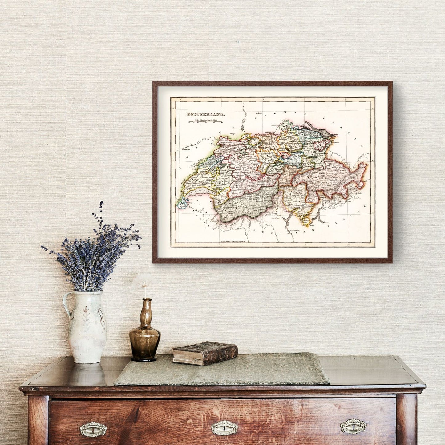 Vintage Map of Switzerland, 1832