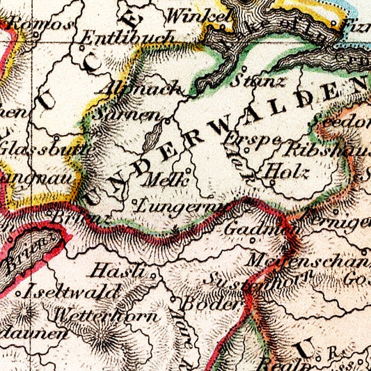 Vintage Map of Switzerland, 1832