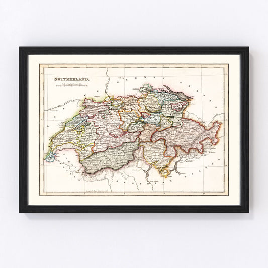 Vintage map of Switzerland, 1832