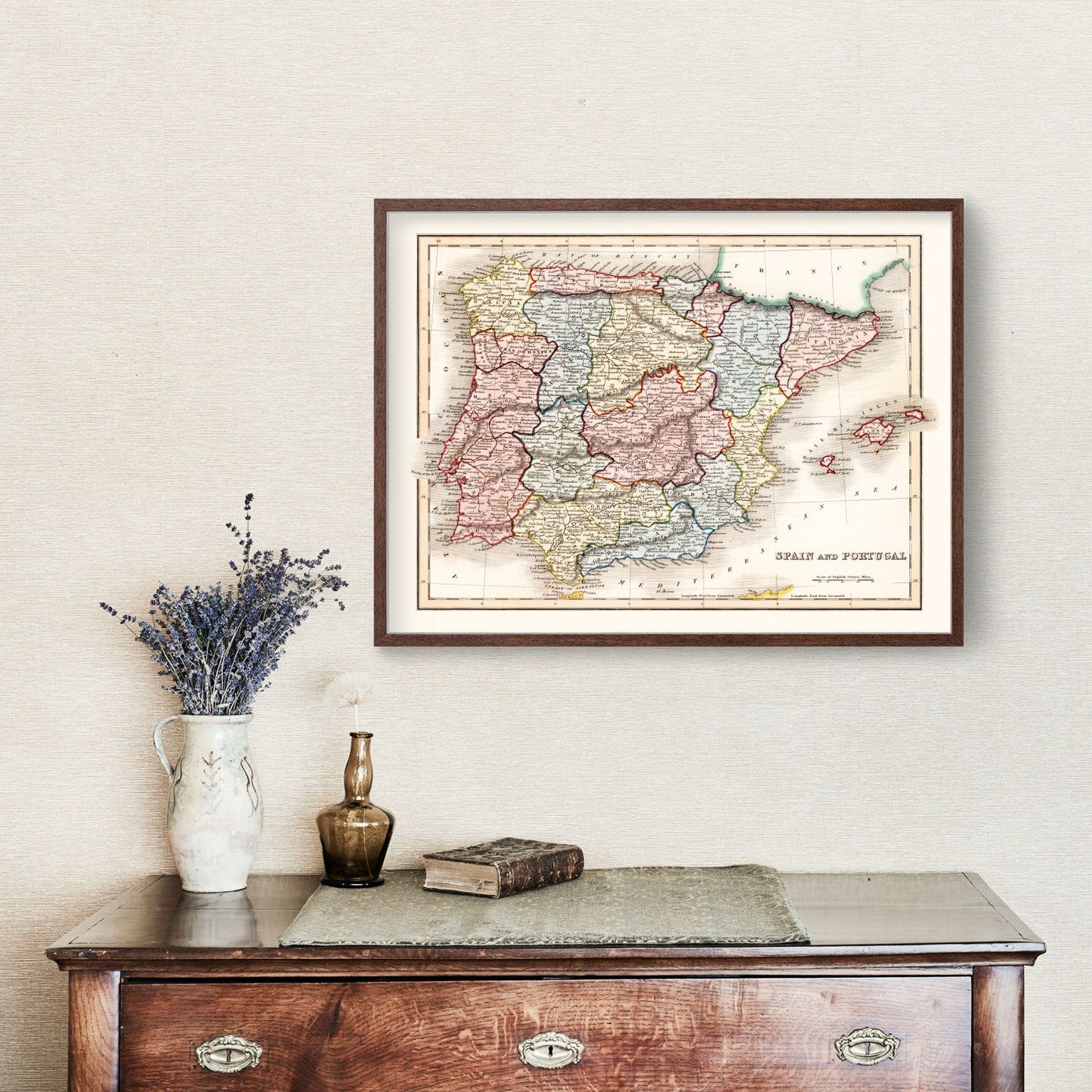 Vintage Map of Spain and Portugal, 1832