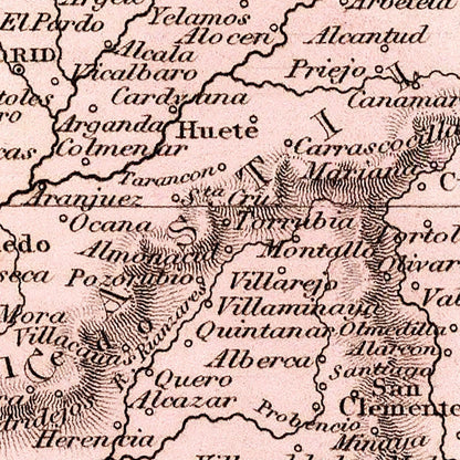 Vintage Map of Spain and Portugal, 1832